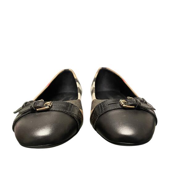 Burberry House Check Bridle Avonwick Ballerina Flats Tan Black Red 40 / US 10 - Picture 3 of 10